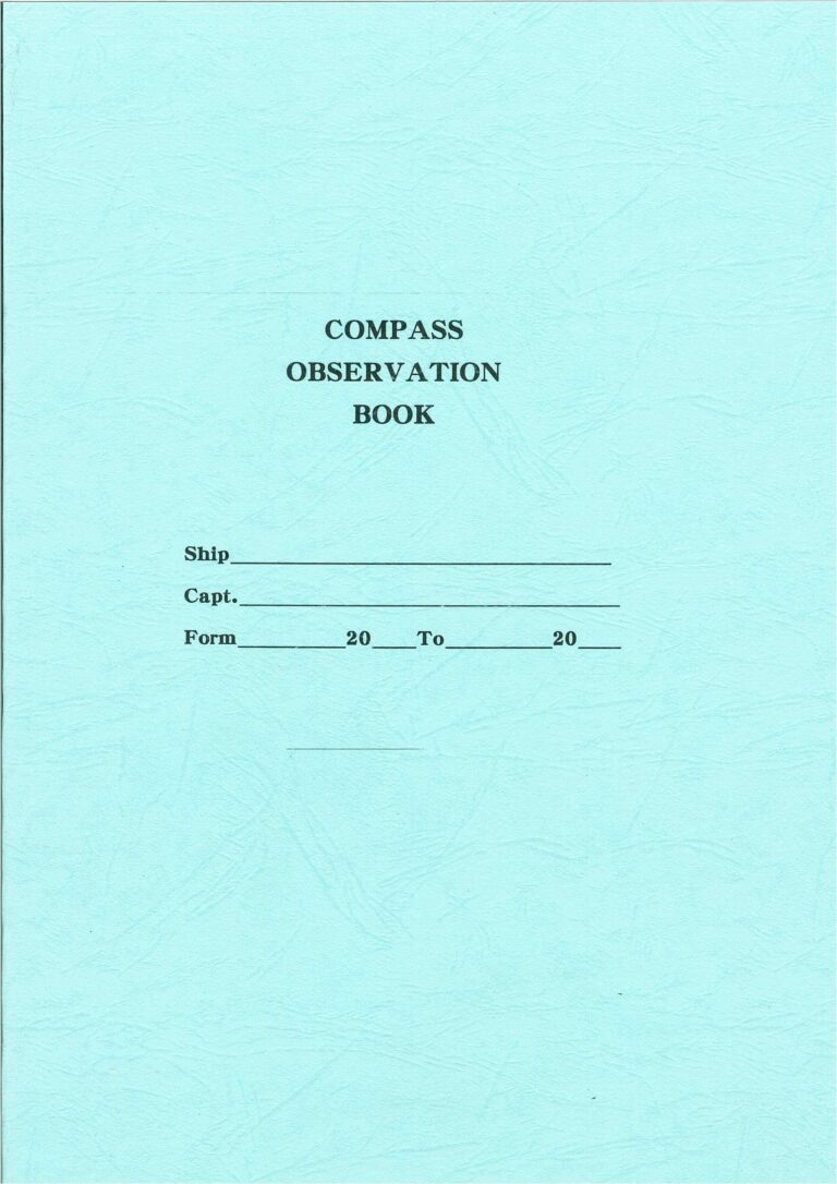 羅經記錄簿(COMPASS OBSERVATION BOOK) | 弘運海技有限公司