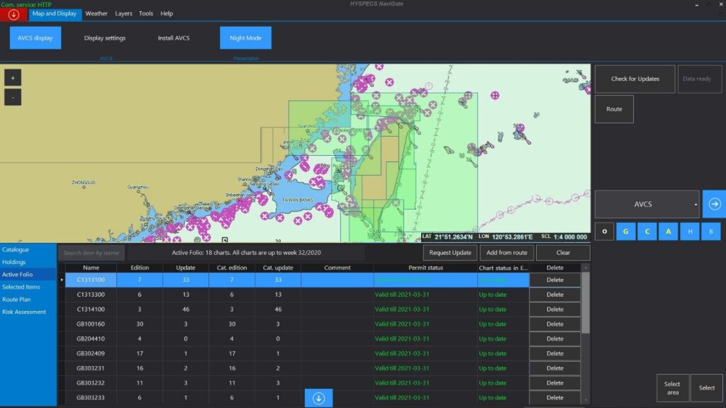 HYSPECS NaviGate software interface